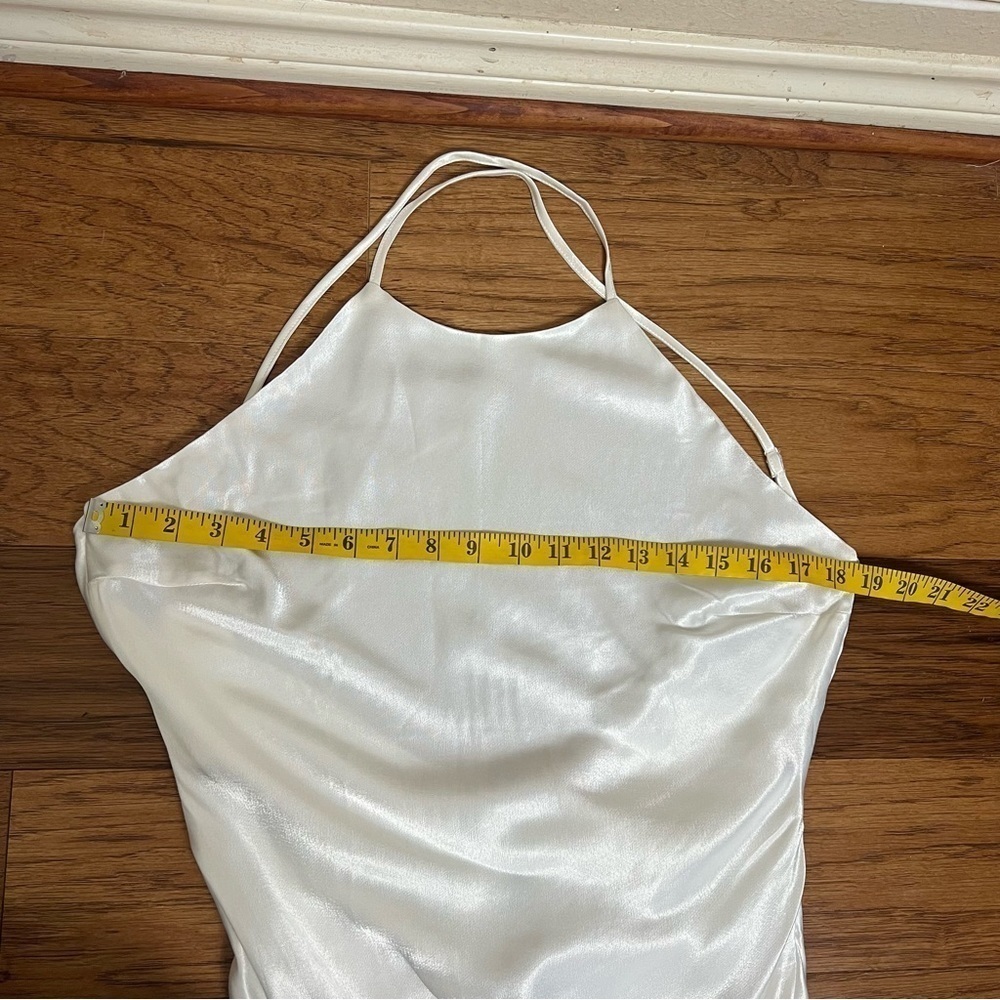 Bardot Slip Dress Large US 8 Mila Cowl Back Orchid White Midi Slit Satin Bridal - Picture 8 of 11